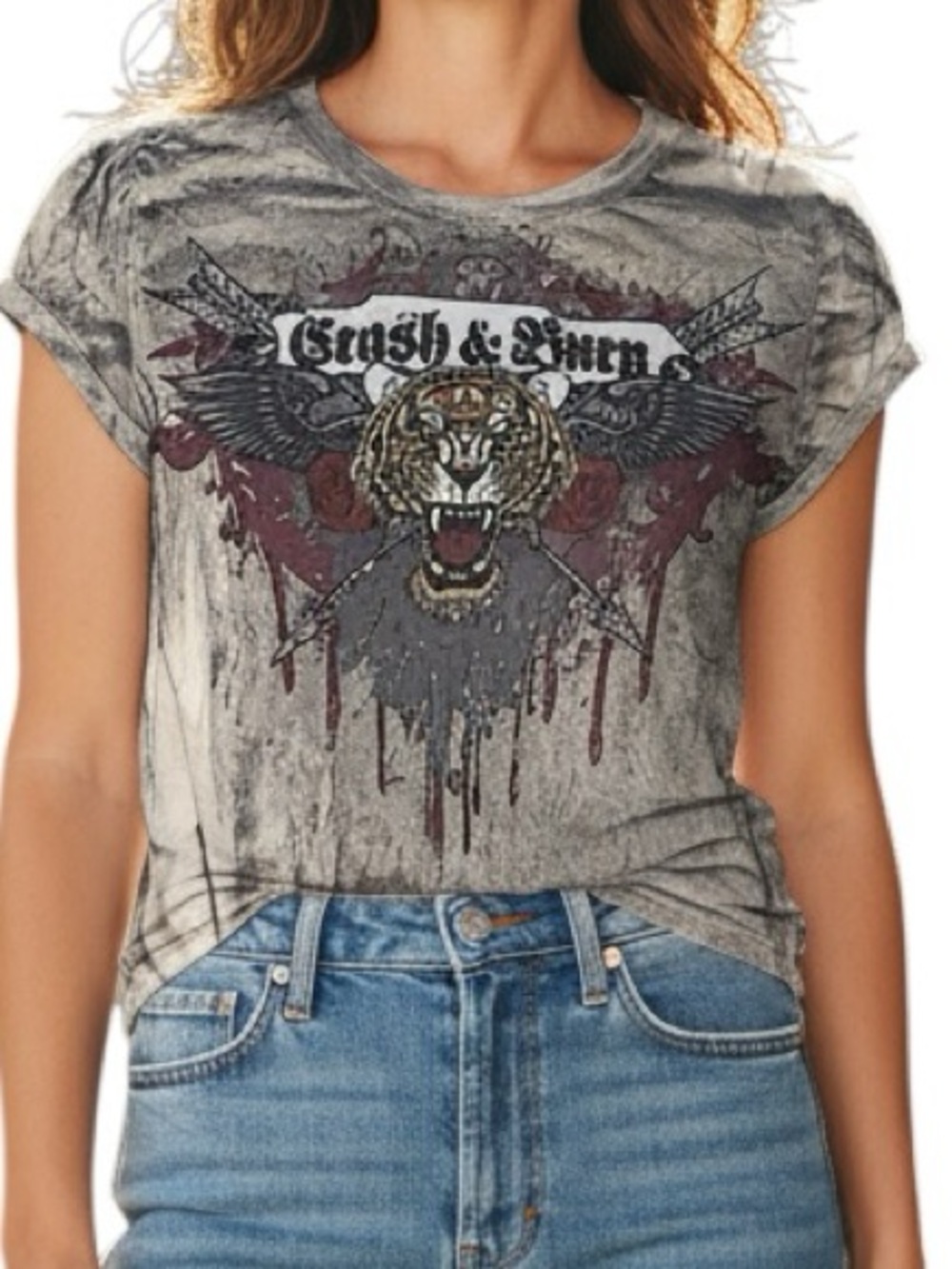 CRASH & BURN: NWT Rhinestone Embellished T-shirt - Size Small